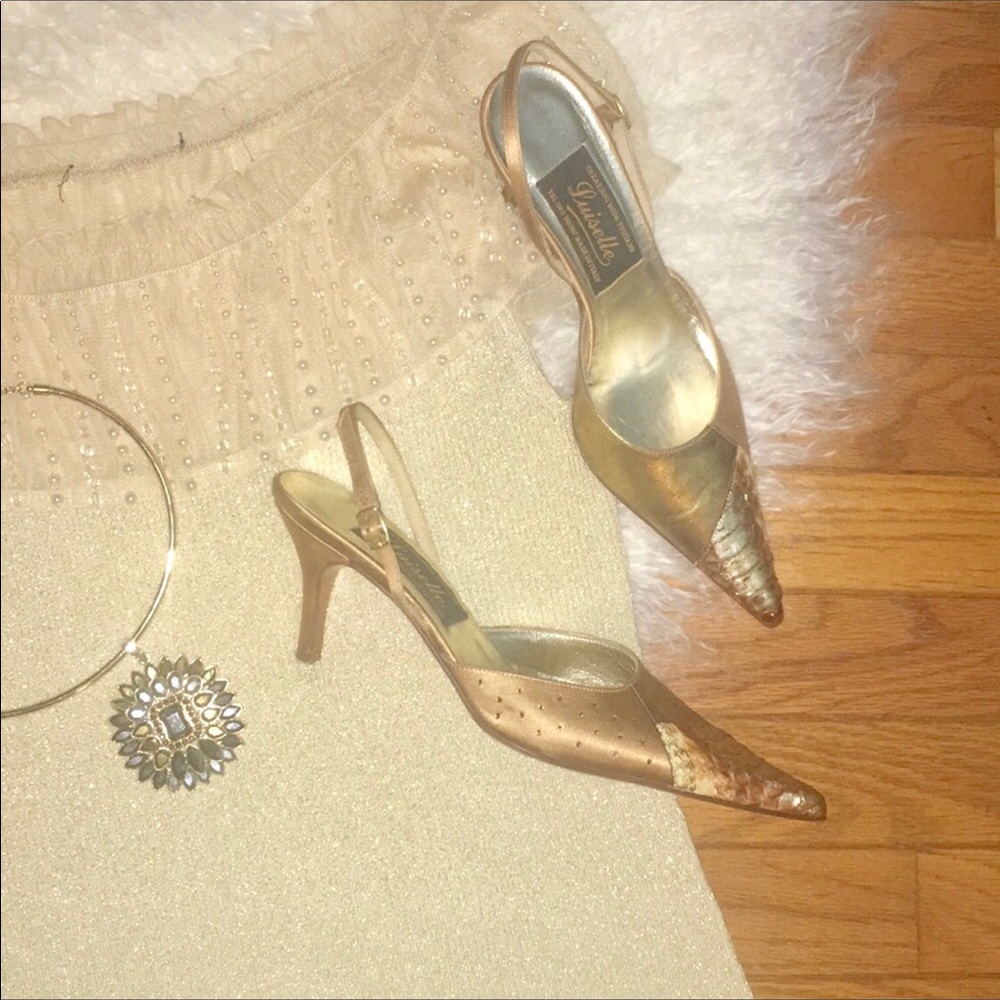 Gorgeous Luiselle Italian Gold Slingback Shoes 36